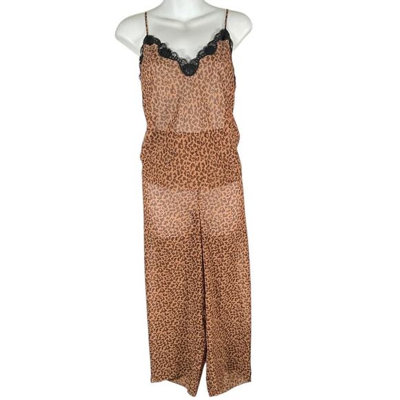 Nordstrom Intimates Size Medium Cheetah Print Sheer Lace Trim Elagent Sleep Wear - Picture 1 of 12